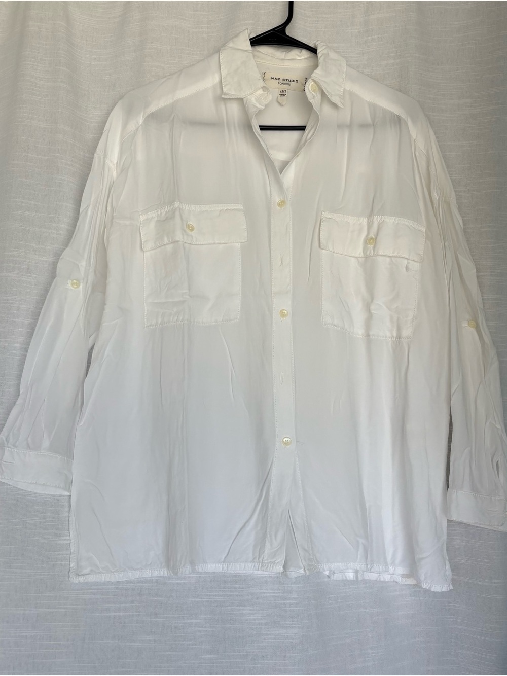 Max Studio White Button-Front Shirt